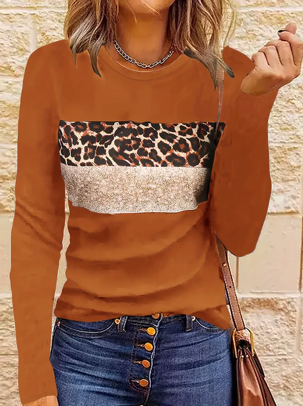 Leopard Langarmshirt Damen Schick Style