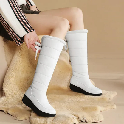 Warme Winterstiefel Frauen - Pelzgefütterte Kniehohe Schneestiefel - IdealeKleiden