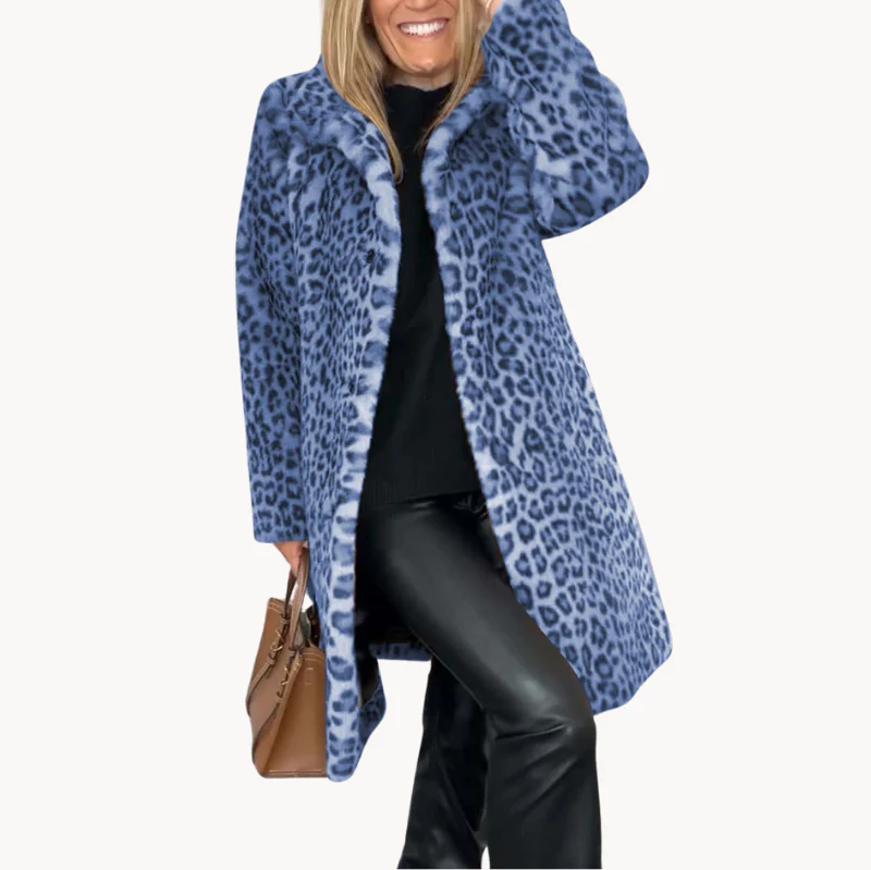 Frauen Winterjacke Leopard Muster Elegant