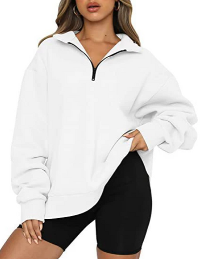 Damen Sweatshirt Mit Kragen Elegante Style