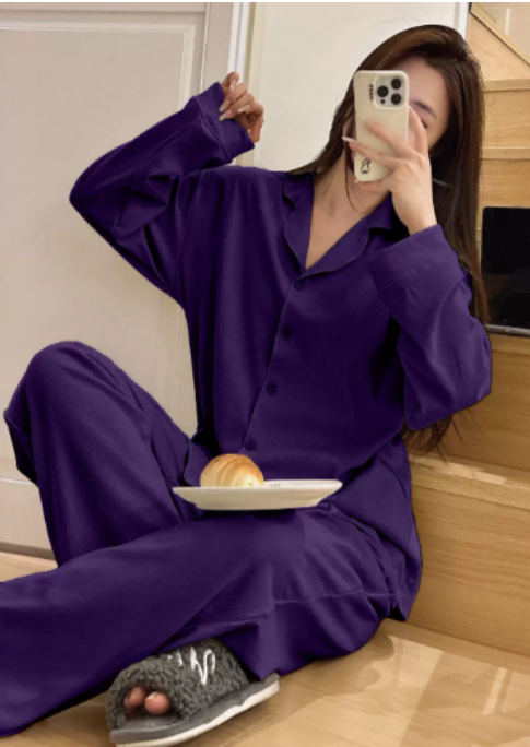 Damen Pyjama Satin Weiss Weite Hose