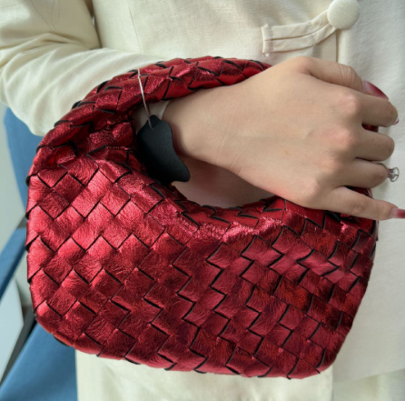 Luxus Handtasche Metallic Geflochten Eleganz