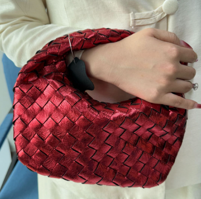 Luxus Handtasche Metallic Geflochten Eleganz