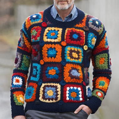 Retro Pullover Rundhals Ausgeschnitten - IdealeKleiden