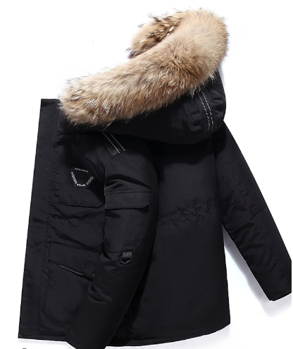 Herren Winterjacke Warm Mit Fellkapuze
