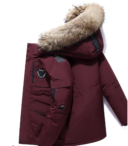 Herren Winterjacke Warm Mit Fellkapuze