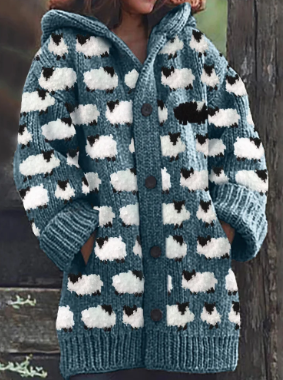 Addison – Schafmuster Cardigan Retro Style