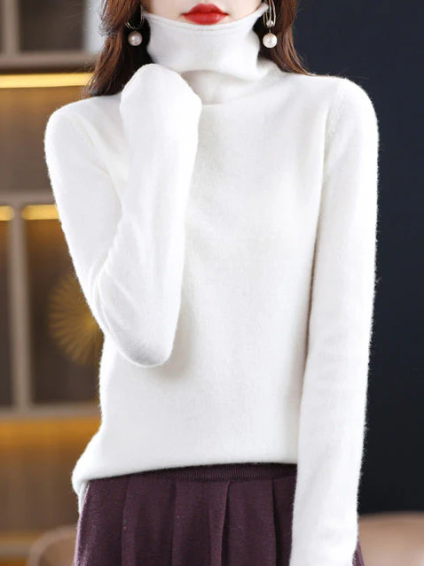 Helena Eleganter Rollkragenpullover Reine Wolle