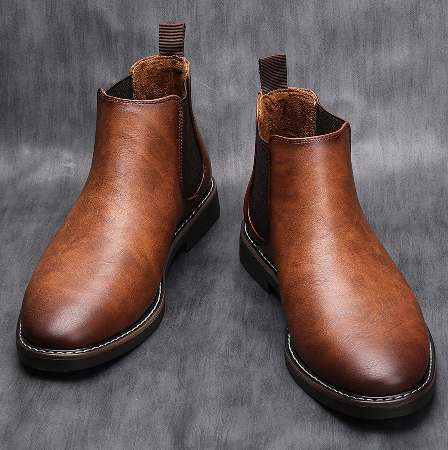 Herren Chelsea Stiefel Elegante Lederoptik - IdealeKleiden
