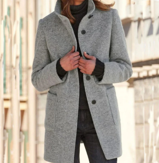 Eleganter Button-Down-Mantel Damen Stil