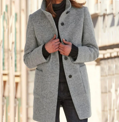Eleganter Button-Down-Mantel Damen Stil