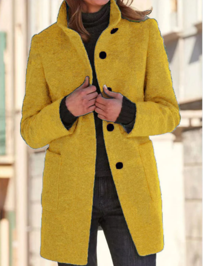 Eleganter Button-Down-Mantel Damen Stil