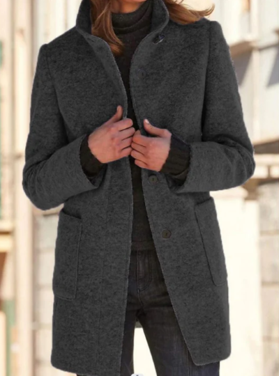 Eleganter Button-Down-Mantel Damen Stil