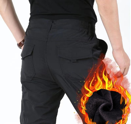 Herren Winterhose Cargostil Schwarz