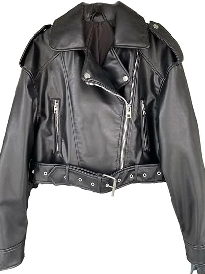 Lederjacke Bikerstyle Kurz Gürtel