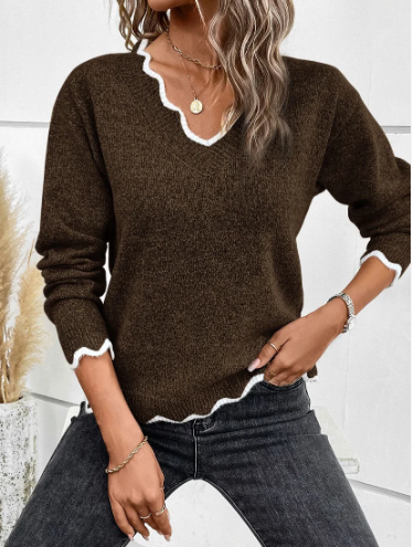 Stylischer Strickpullover mit V-Ausschnitt Modern Design