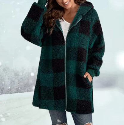 Kuscheljacke Karomuster Kapuze Winter