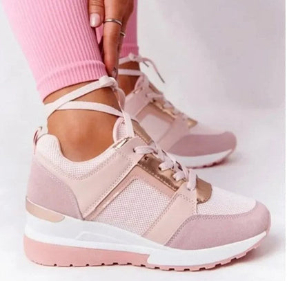 Leder-Schnürschuhe Bequem Keilabsatz Herbst