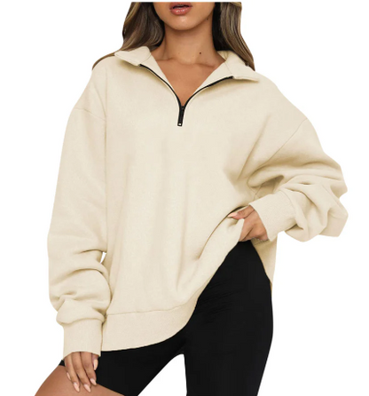Damen Sweatshirt Mit Kragen Elegante Style