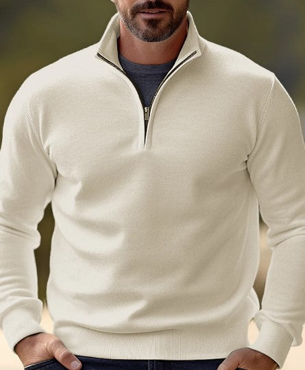 Bequemer Herren Pullover Viertelreißverschluss Casual