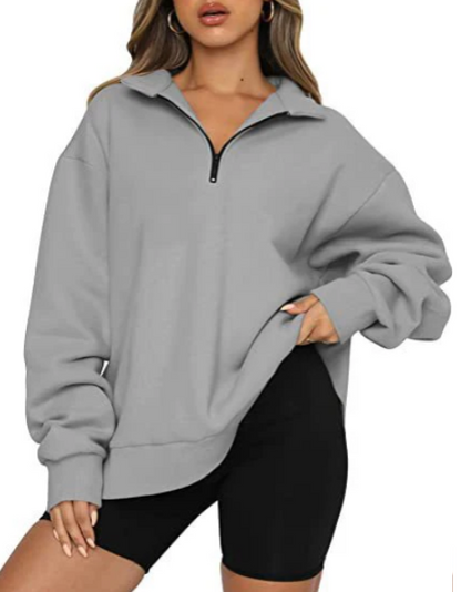 Damen Sweatshirt Mit Kragen Elegante Style