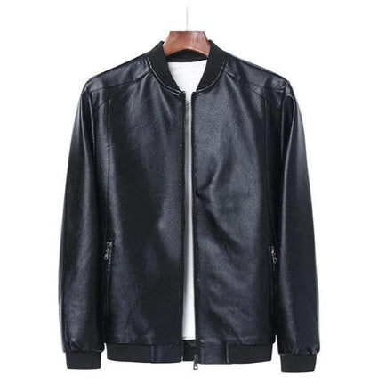 Herren Lederjacke Schwarz Gerader Schnitt