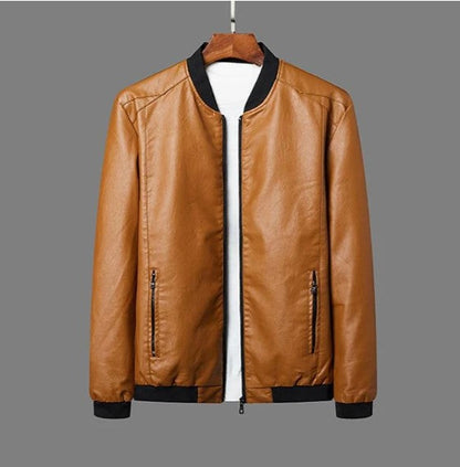 Herren Lederjacke Schwarz Gerader Schnitt - IdealeKleiden