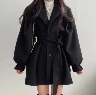 Wollen Winterjacke Kanten Style - IdealeKleiden