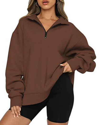 Damen Sweatshirt Mit Kragen Elegante Style