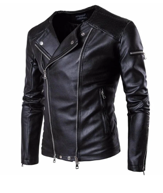Motorradjacke Leder Optik Biker Stil
