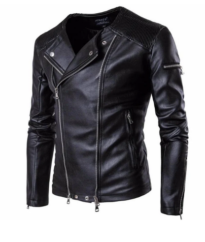 Motorradjacke Leder Optik Biker Stil