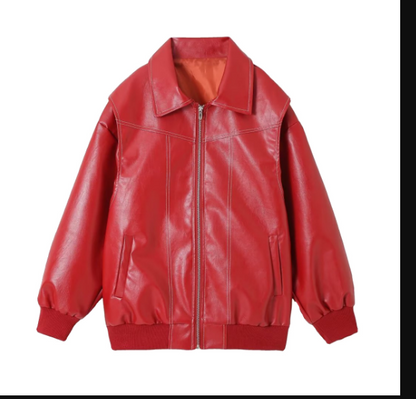 Übergroße Lederjacke Damen Style
