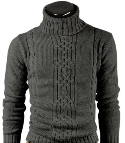 Herren Rollkragenpullover Zopf Muster Elegent