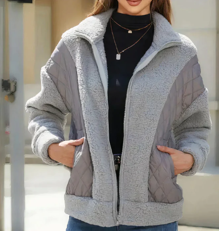 Damen Sherpa Jacke Steppweste Warm Elegant - IdealeKleiden