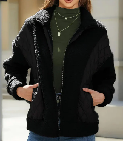 Damen Sherpa Jacke Steppweste Warm Elegant