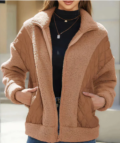Damen Sherpa Jacke Steppweste Warm Elegant