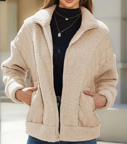 Damen Sherpa Jacke Steppweste Warm Elegant