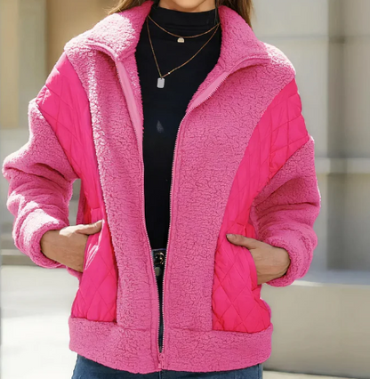 Damen Sherpa Jacke Steppweste Warm Elegant