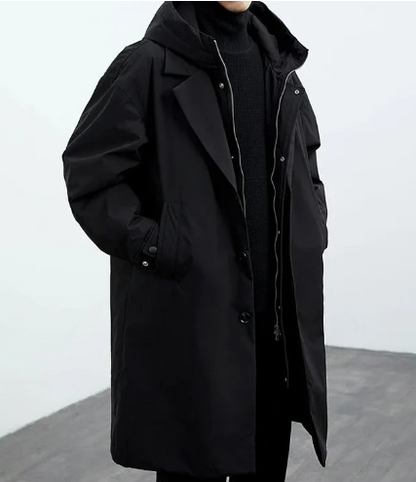Herren Trenchcoat XXL Kapuze Regenmantel
