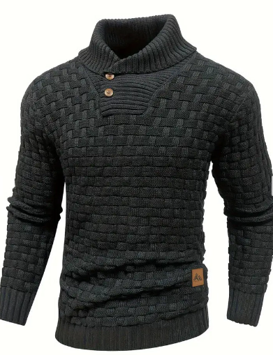 Herren Strickpullover Schalkragen Knopfverschluss Elegantly - IdealeKleiden