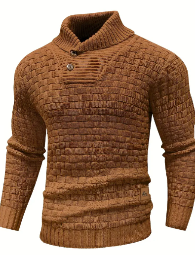 Herren Strickpullover Schalkragen Knopfverschluss Elegantly