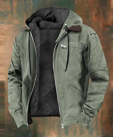 Robuste Herrenjacke Kapuze Reißverschluss Weich Fleece