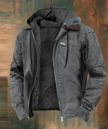 Robuste Herrenjacke Kapuze Reißverschluss Weich Fleece