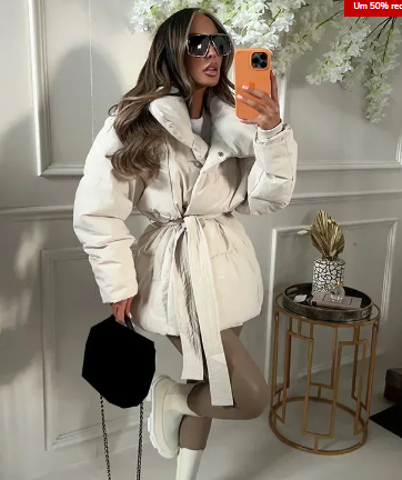 Wickel-Pufferjacke Damen Elegant Gürtelbund - IdealeKleiden