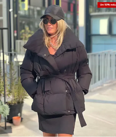 Wickel-Pufferjacke Damen Elegant Gürtelbund