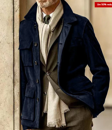 Herren Lederjacke Elegant Knöpfe