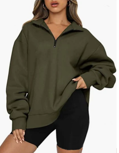 Damen Sweatshirt Mit Kragen Elegante Style