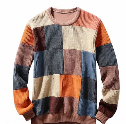 Männer Pullover Karierter Farben Block