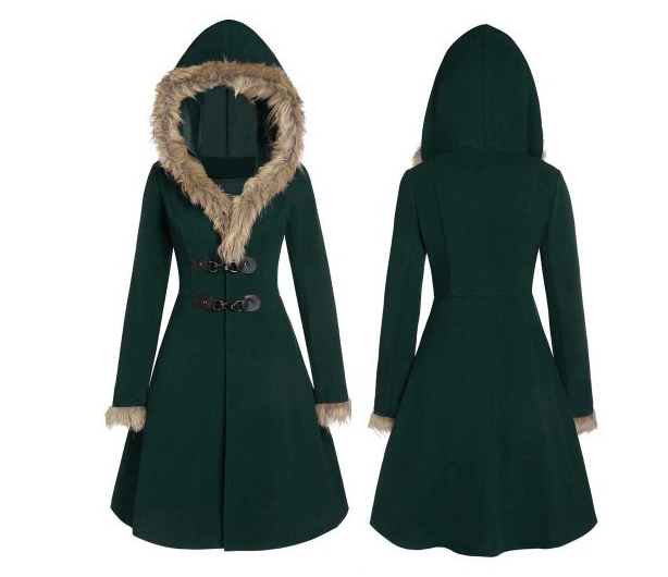 Fina - Wärmer Wintermantel mit Kapuze Damen - IdealeKleiden