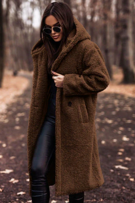 Laura - Stylisher Langmantel Teddy Look